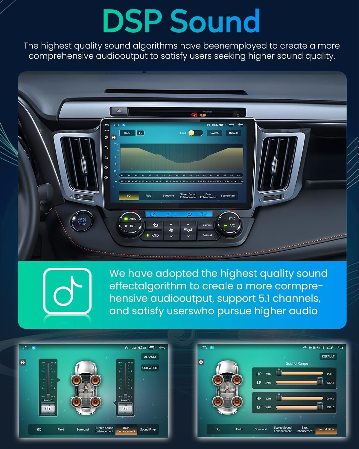 For Toyota RAV4 2013-2018 Android 13 Car Stereo GPS Navi Radio Carplay BT 4+64GB