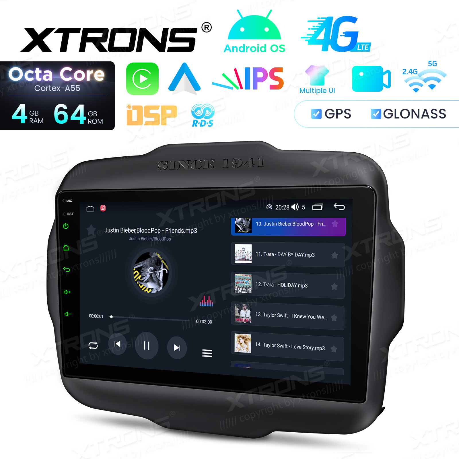 Octa Core Android Radio for Jeep Renegade 9″ IPS Screen DSP Bluetooth 4GB 64GB