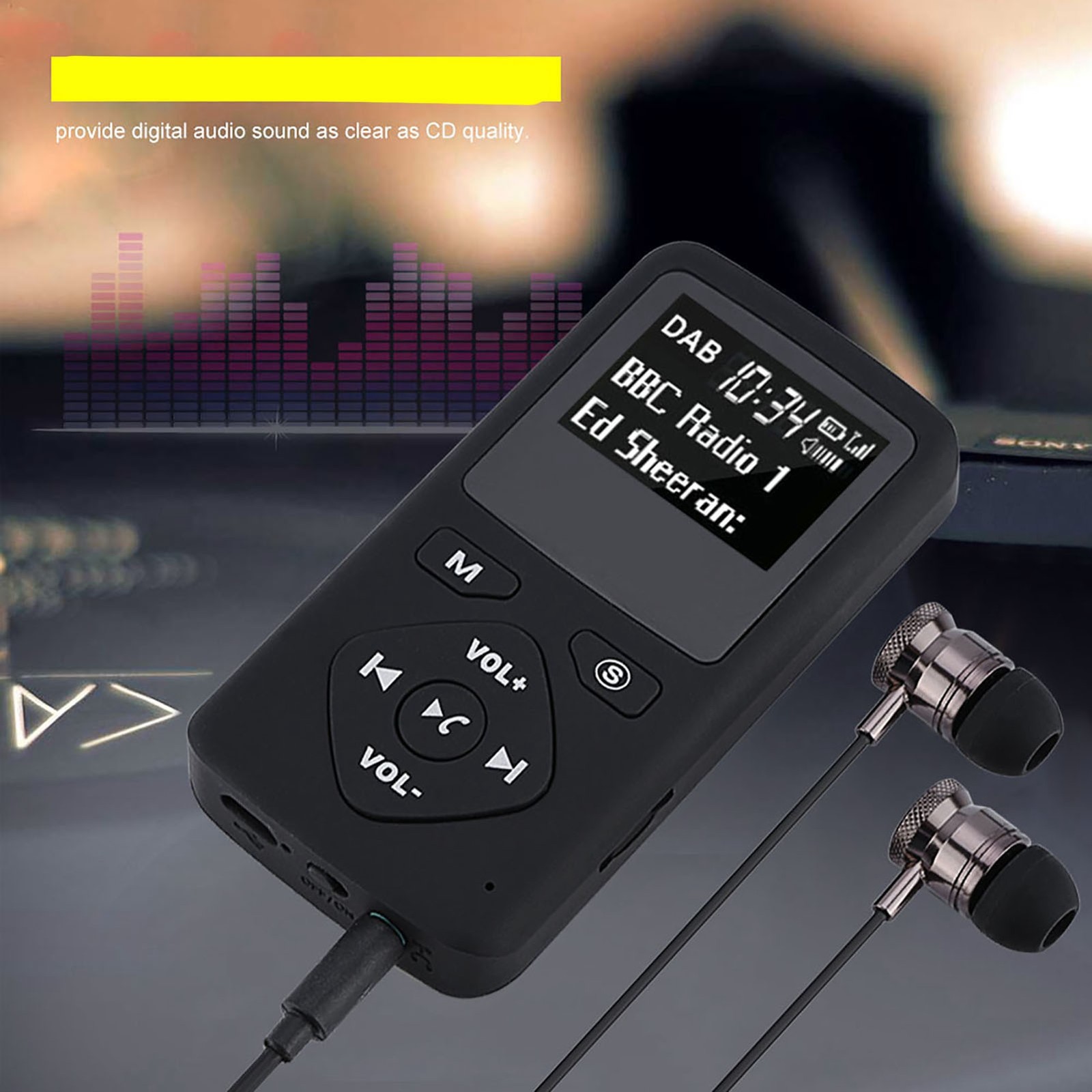 Portable DAB/DAB+ Pocket Digital Radio Receiver BT MP3 Player With Earphone NEW