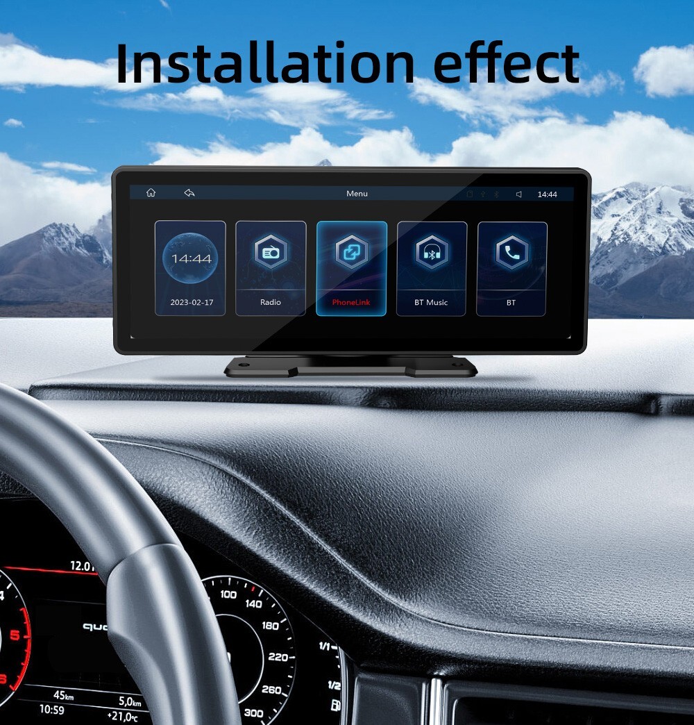 10″ Portable Smart Multimedia Player Carplay Android Auto FM USB Mp5 Cam In AUX