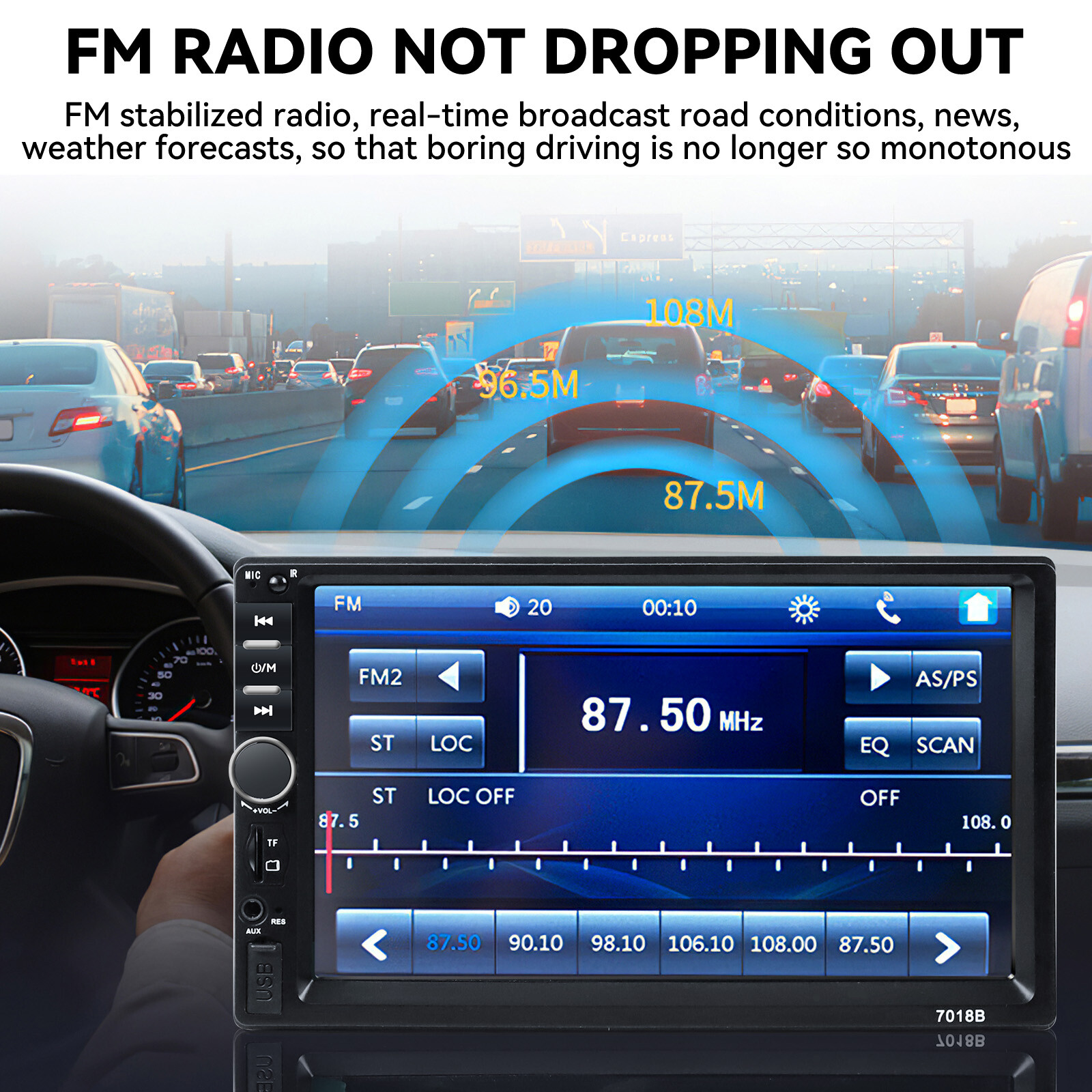 Double 2 Din 7” Car Stereo Touch Screen Car Radio Apple CarPlay Android Auto BT