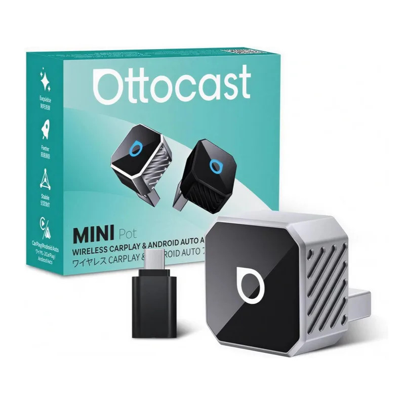 Mini Pro Wireless Carplay & Android Auto Adapter 2-In-1 5Ghz Wifi Dongle Plug &
