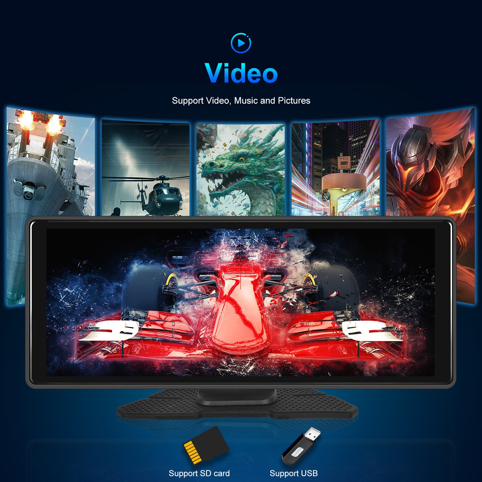 10.26″ Portable Bluetooth Car Navigation Carplay HD Large Touch Screen Recorder