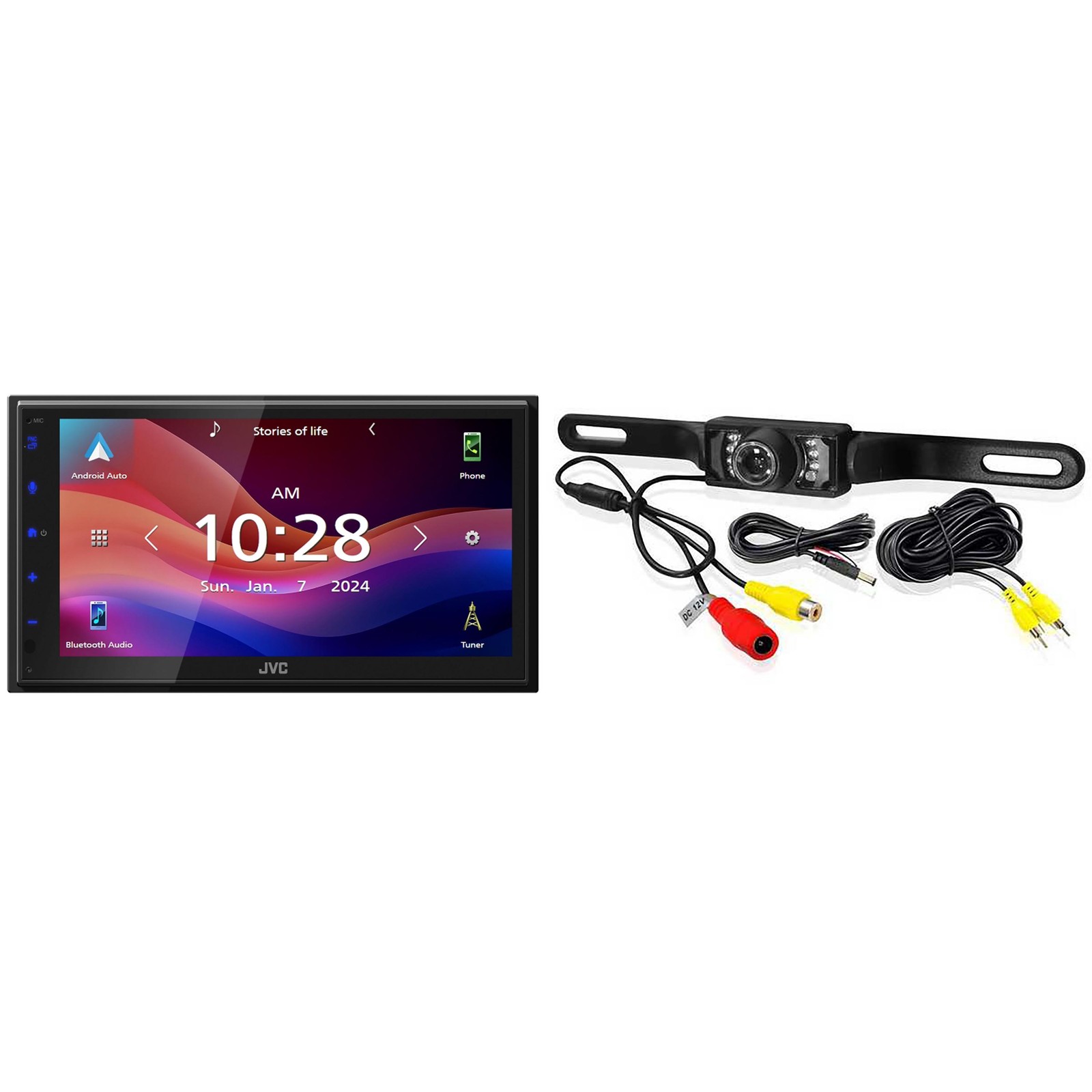 JVC KW-M590BT Digital Media Receiver Featuring 6.8″ Capacitive Touch Monitor,…