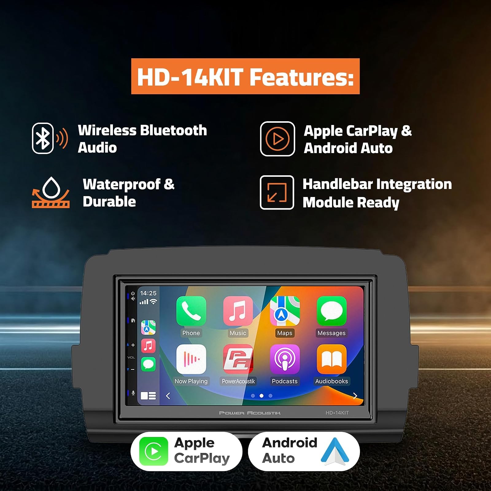 Power Acoustik HD-14KIT 7 Head Unit Harley 2014 Plus
