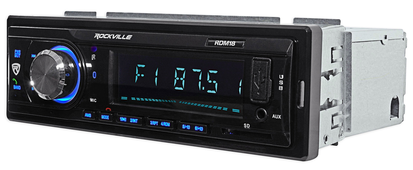 Rockville RDM18 In-Dash Car Digital Media Receiver w/ Bluetooth MP3 USB/SD+Cable