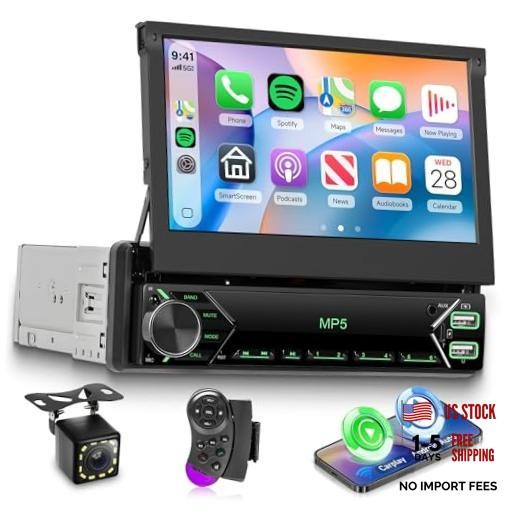 Single Din Retractable Screen Car Stereo Manual Retractable Screen with Carplay