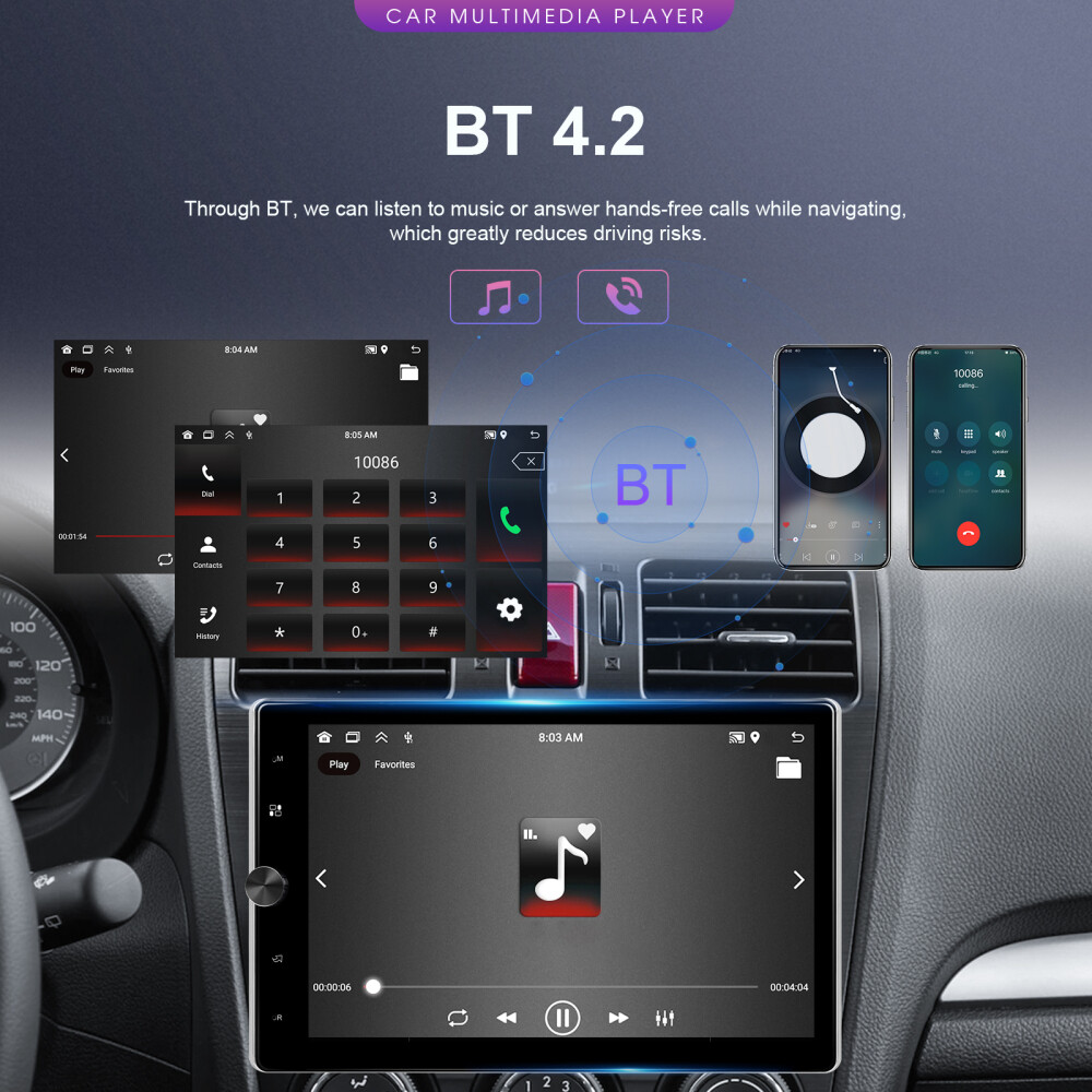 Android 13 Single 1 Din Carplay Car Stereo Radio 10.4” Rotatable Screen +Camera