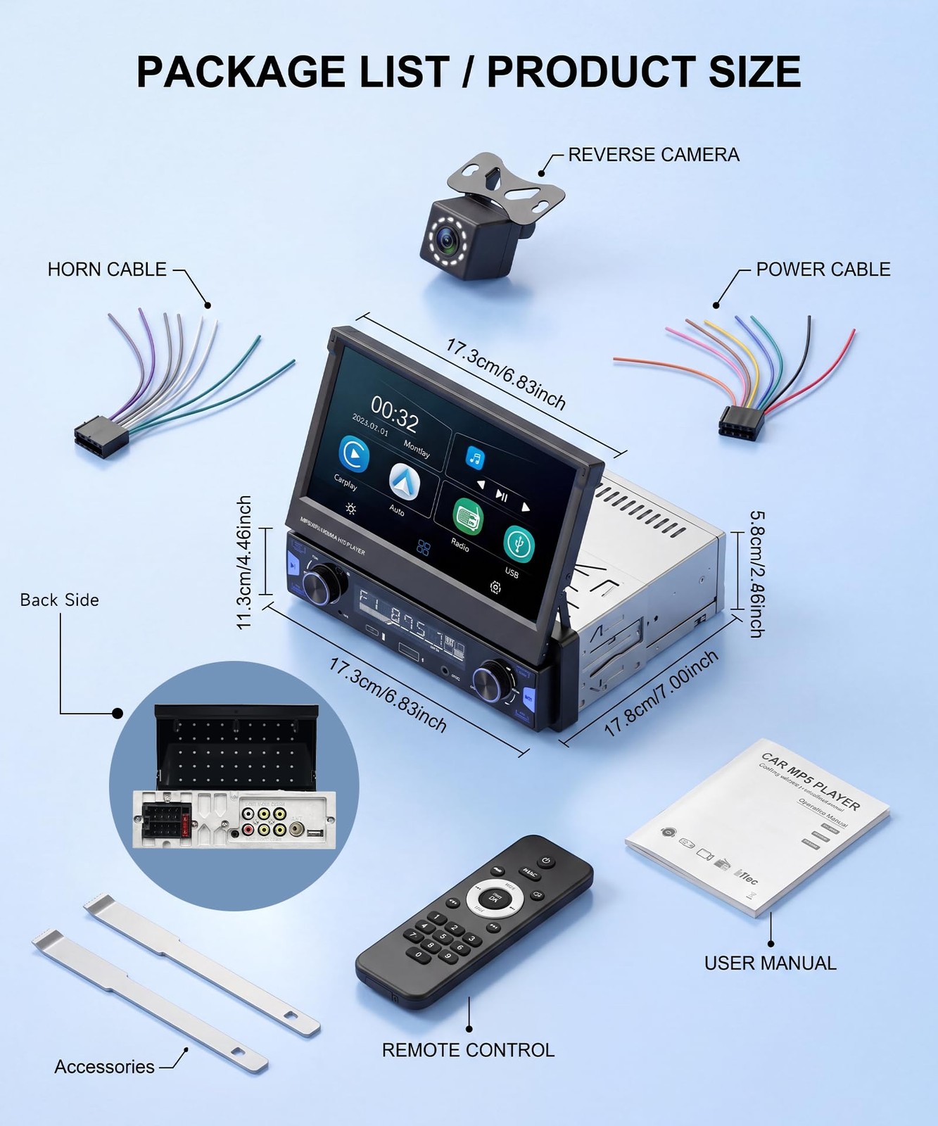 KYNNT 7 Inch Single DIN Flip Out Car Stereo with Wireless CarPlay & Android A…