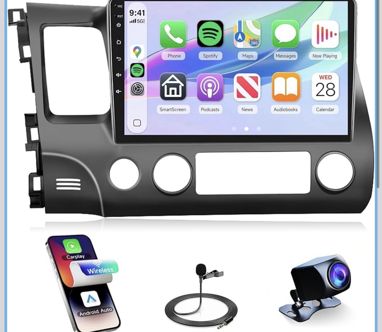 Honda Civic 2006-2011 CarPlay Android Auto 10.1” Radio GPS Bluetooth Cam