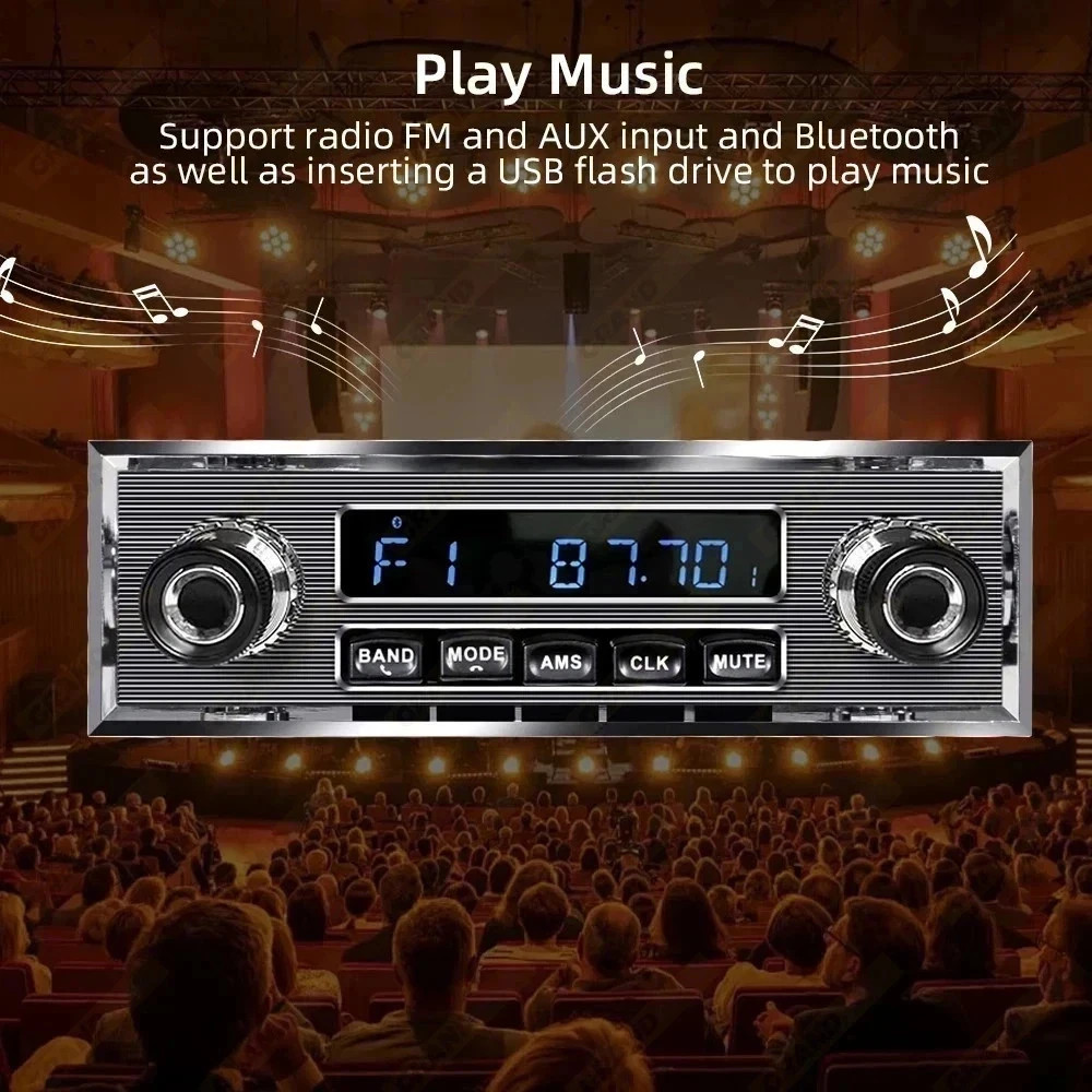 Retro Vintage Radio for Classic Vehicle – Single Din Bluetooth Car Stereo