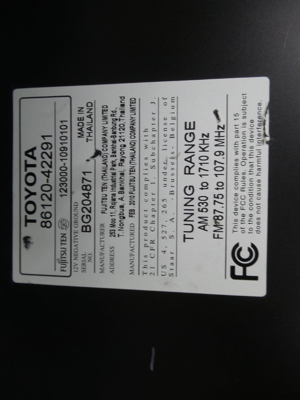 2008-2012 TOYOTA Rav4 Radio WMA MP3 11859 CD Player 86120-42291