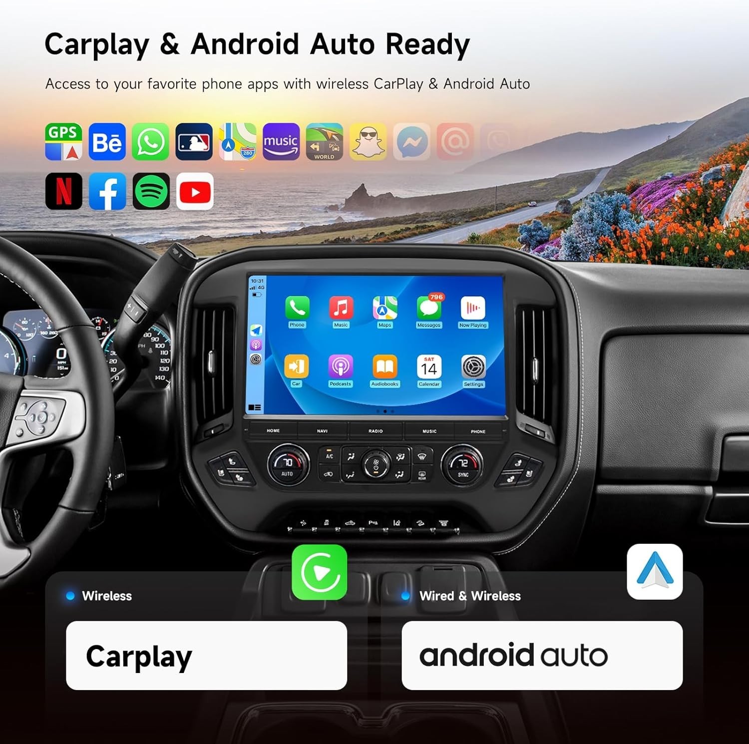 Dasaita G13 Car Radio CarPlay for Chevrolet Silverado GMC Sierra 2014-2019 Navi