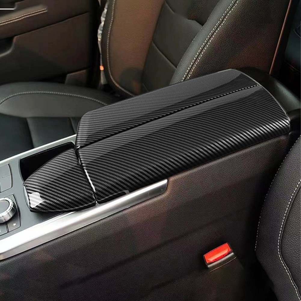 For Benz ML350 X166 W166 Carbon Fiber Texture Console Armrest Panel Cover Trim