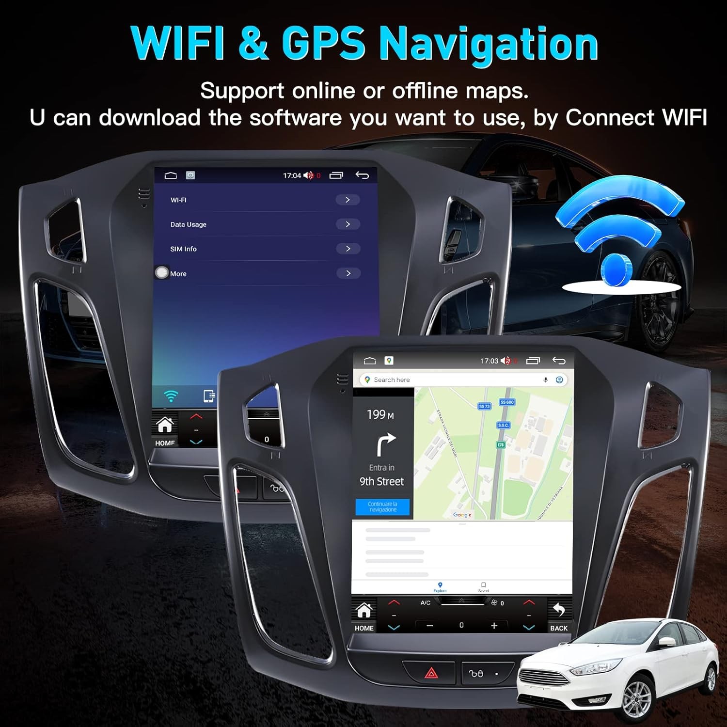 Ford Focus Car Stereo Radio 2012-2018 with Carplay/Android Auto, 2G RAM 32G ROM