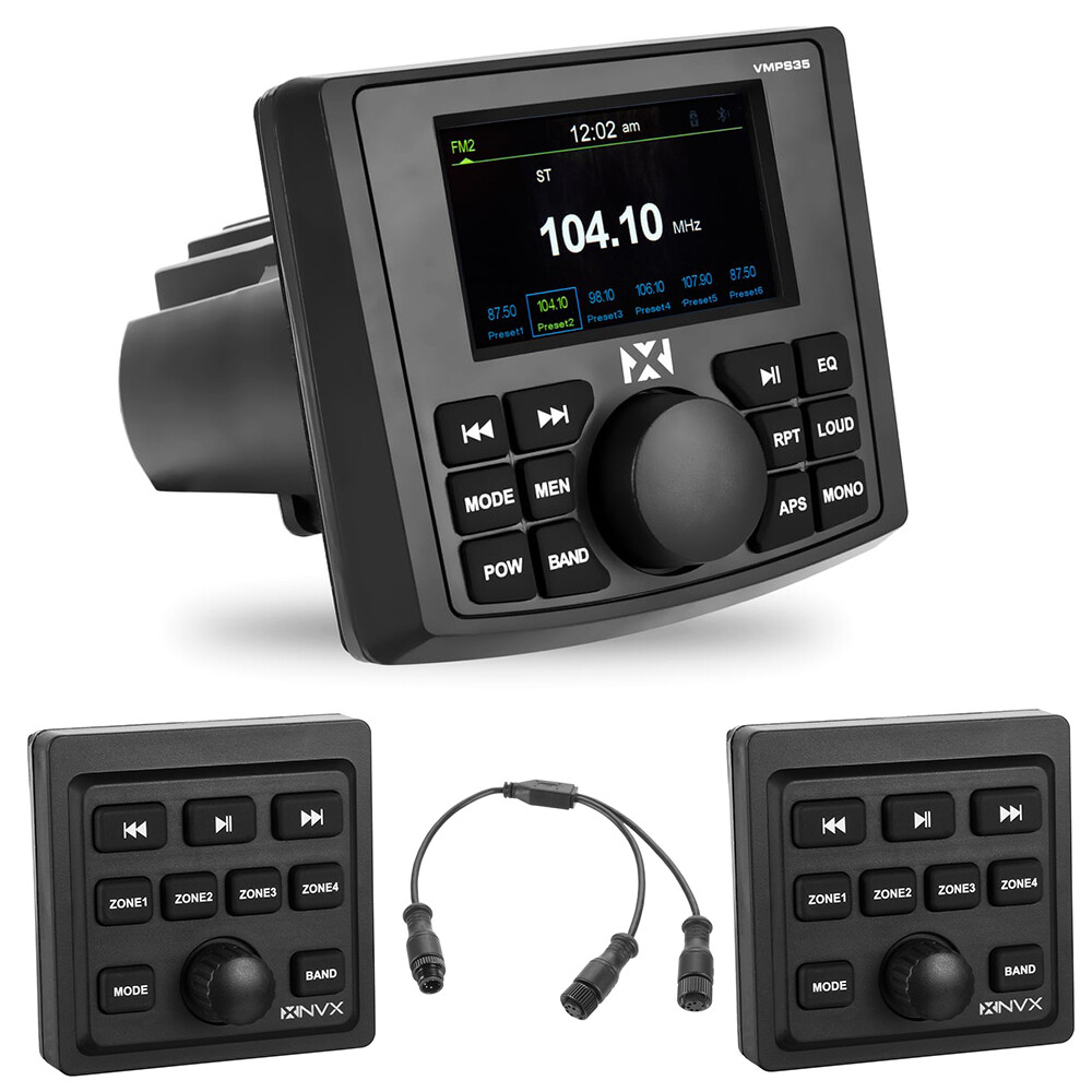 NVX VMPS35 | ATV/UTV/Marine Water-resistant 3″ Video Stereo with Remotes