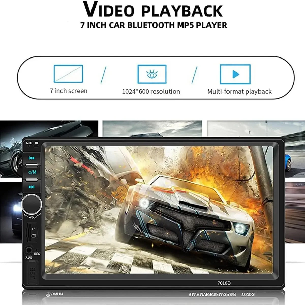 Universal 7″ 2 DIN Car Stereo Bluetooth MP5 FM Radio Mirror Link USB AUX