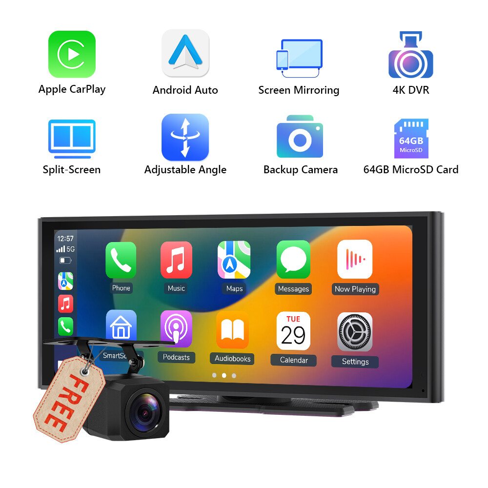 Eonon P4 9.33″ Portable Wireless Apple CarPlay Android Auto Car Radio Stereo 4K