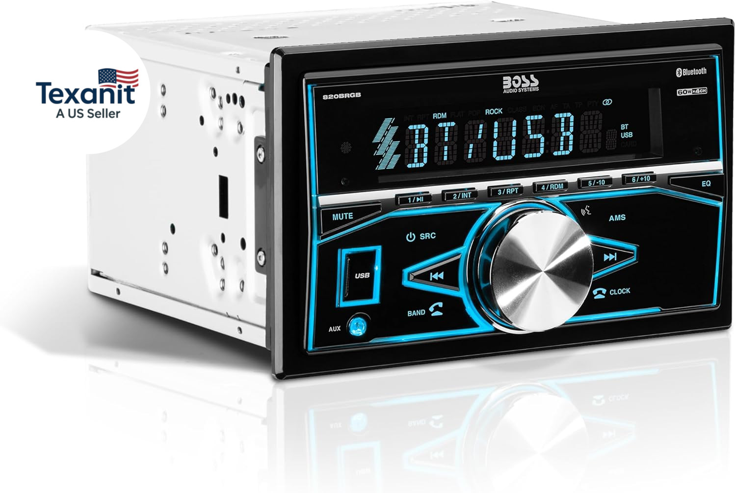 820BRGB Car Stereo – Double Din, Bluetooth, No CD DVD Player, AM/FM Radio Receiv