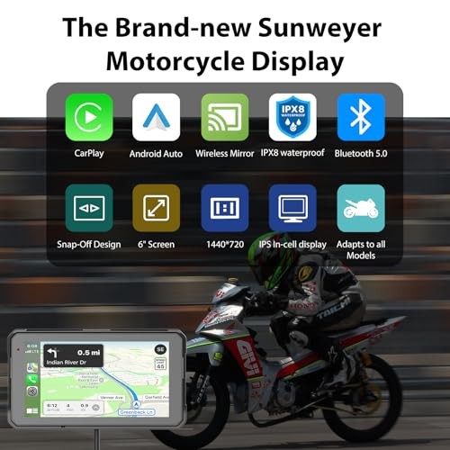 5″ Portable Motorcycle Touchscreen with Wireless CarPlay & Android Auto, W16