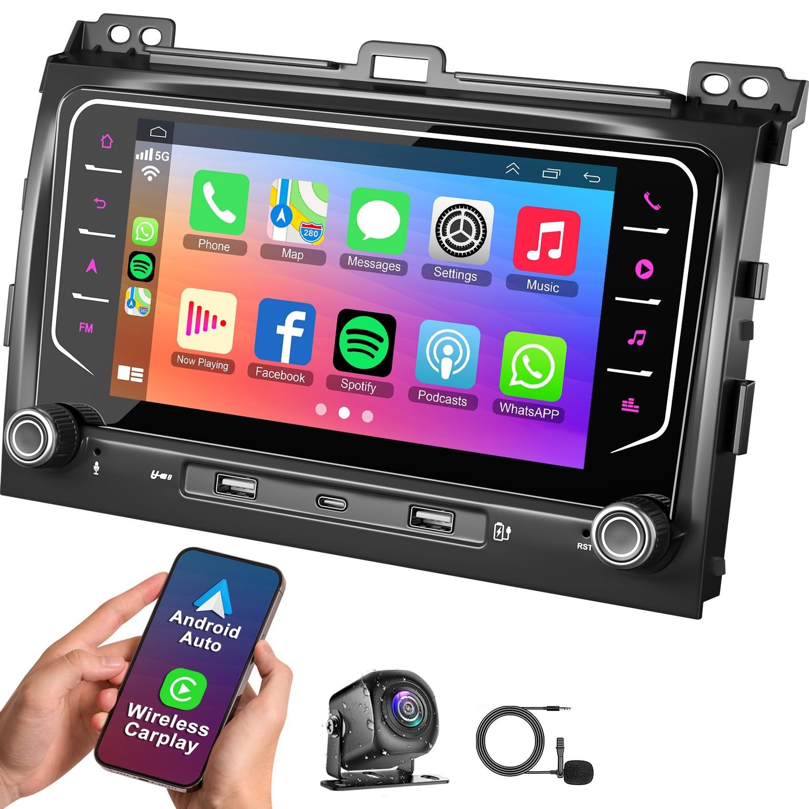 Android 15 4G+64G Car Radio for Toyota Land Cruiser Lexus GX 2002-2009, Suppo…