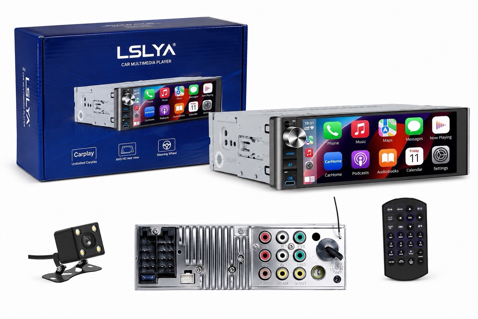 LSLYA Single Din Car Stereo Touchscreen Wireless Apple CarPlay Android Camera