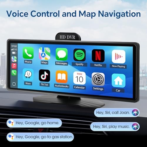 9.3″ HD Touch Screen Car Stereo, Portable Wireless CarPlay & Android Auto,