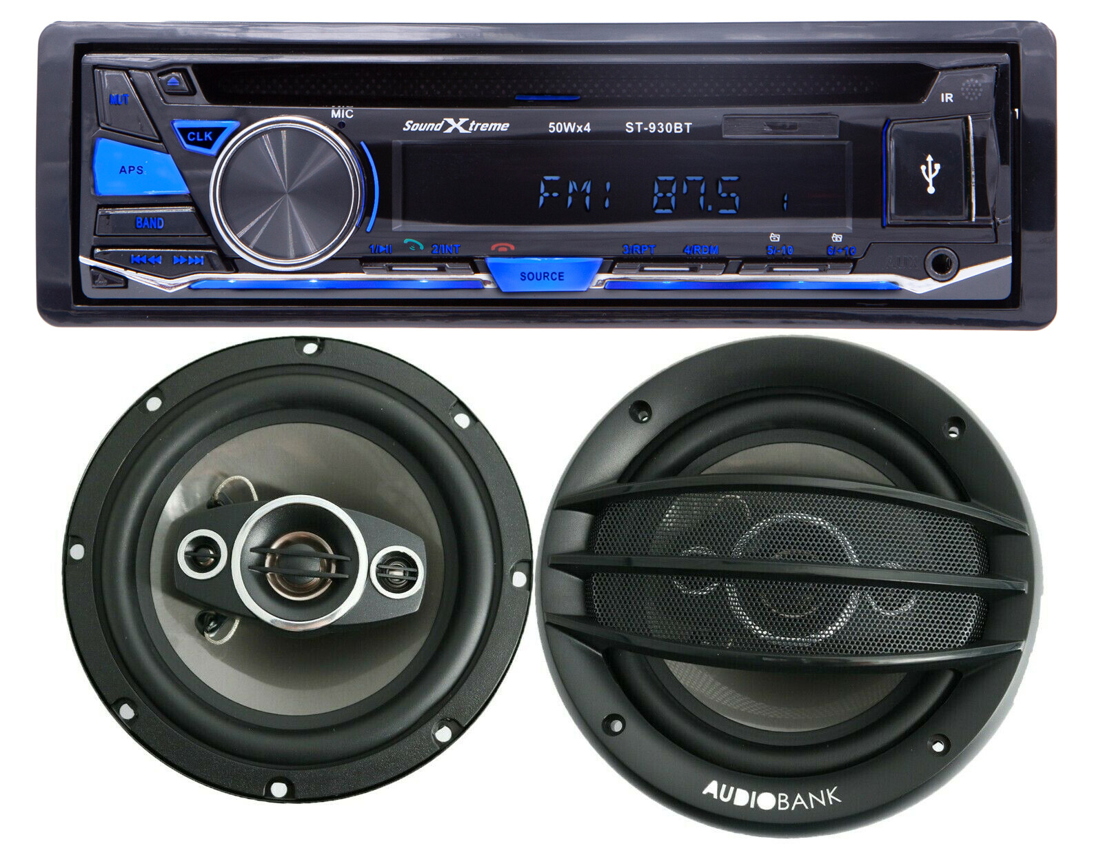 SoundXtreme Bluetooth Car Audio CD AM FM USB SD Receiver + 2x 400W 6.5″ Speaker
