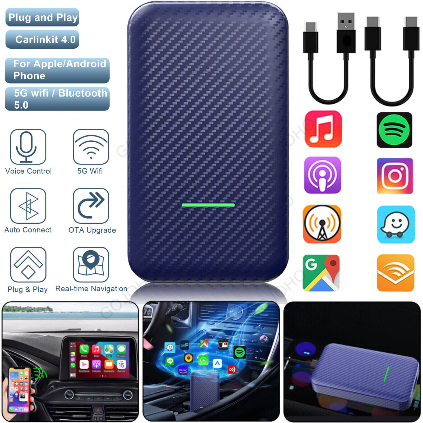 Carlinkit 4.0 Wireless CarPlay Box Android Auto for Dongle Car Player Activator