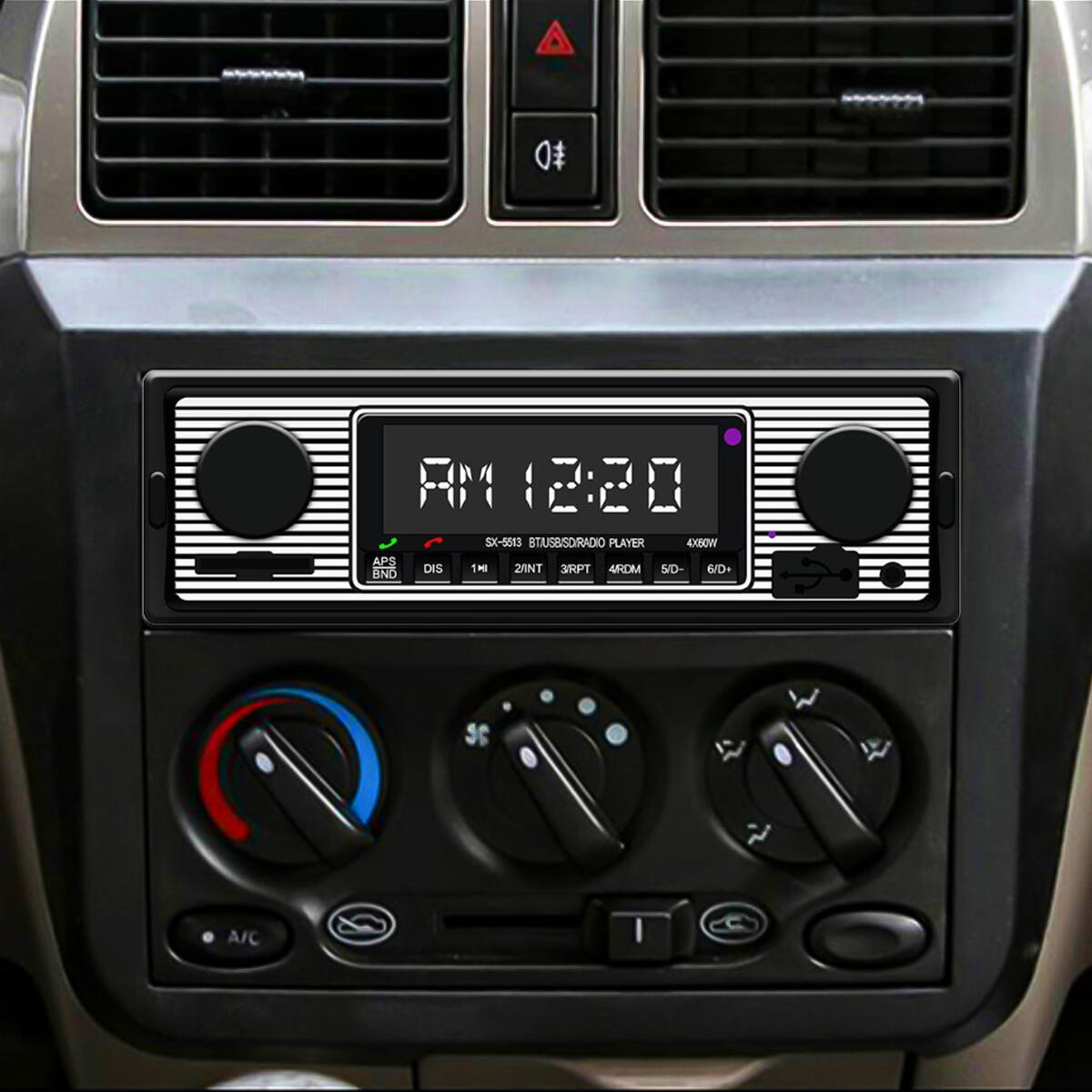 Bluetooth Car Vintage FM Radio MP3 Player USB Classic Stereo Audio Receiver AUX
