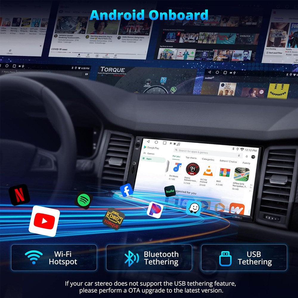 ATOTO A6PF 7in Double Din Car Stereo-2G+32G Wireless Android Auto & CarPlay,WiFi