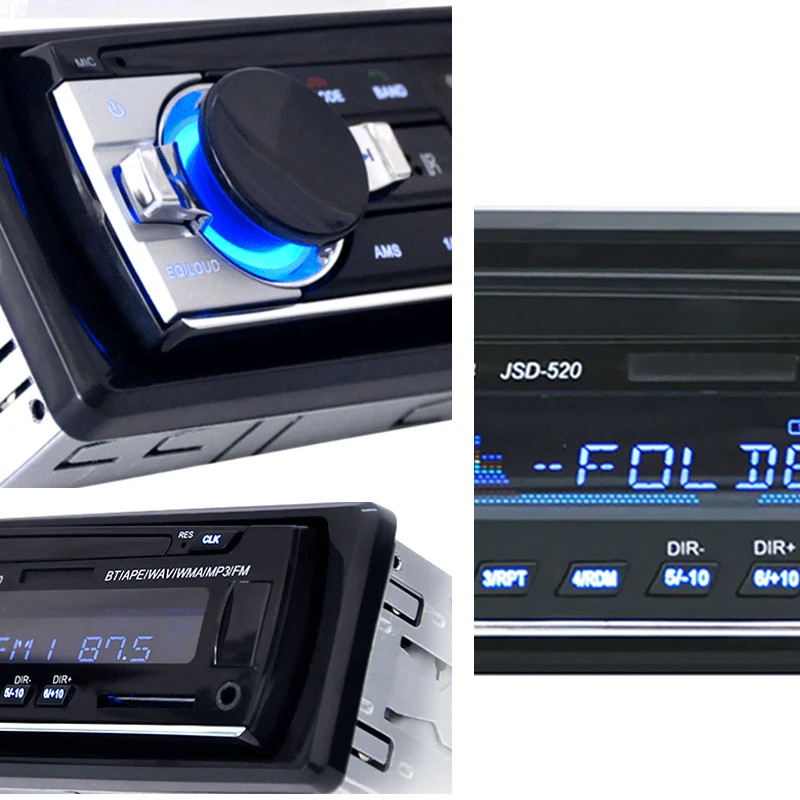 1 DIN Car Stereo Radio Bluetooth MP3 Player 60Wx4 USB SD AUX FM Receiver In-Dash
