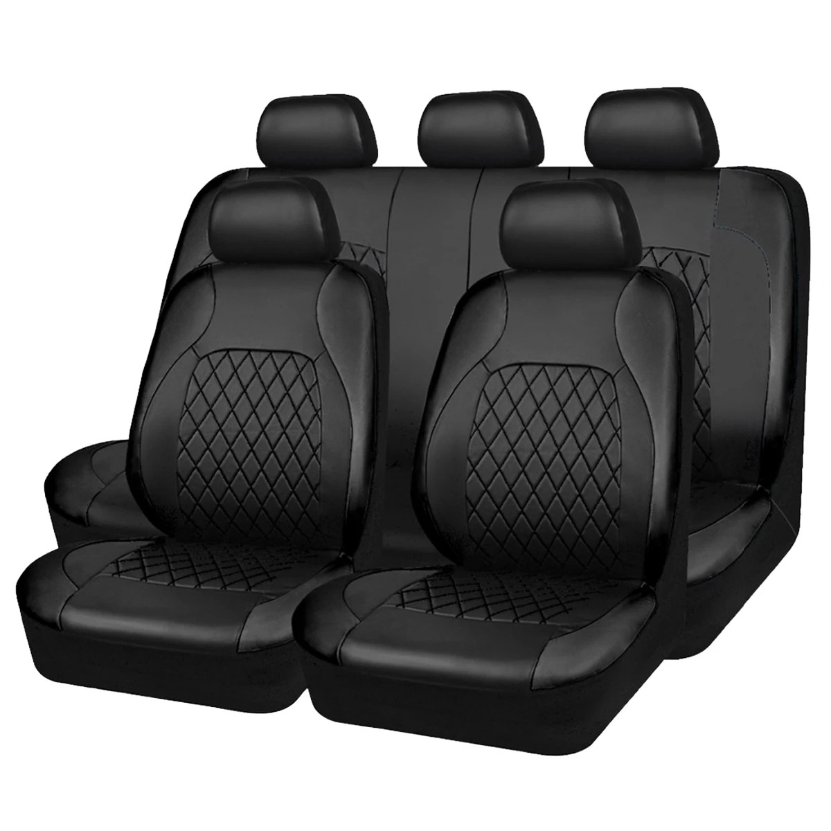 Universal Internal Seat Covers 4PCS All-Season Quilted Faux Leather Car Seat Cov