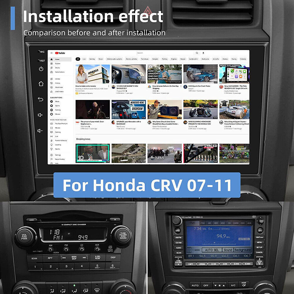 Apple Carplay For Honda CRV 2007-2011 Android Car Stereo Radio GPS Navi + Camera