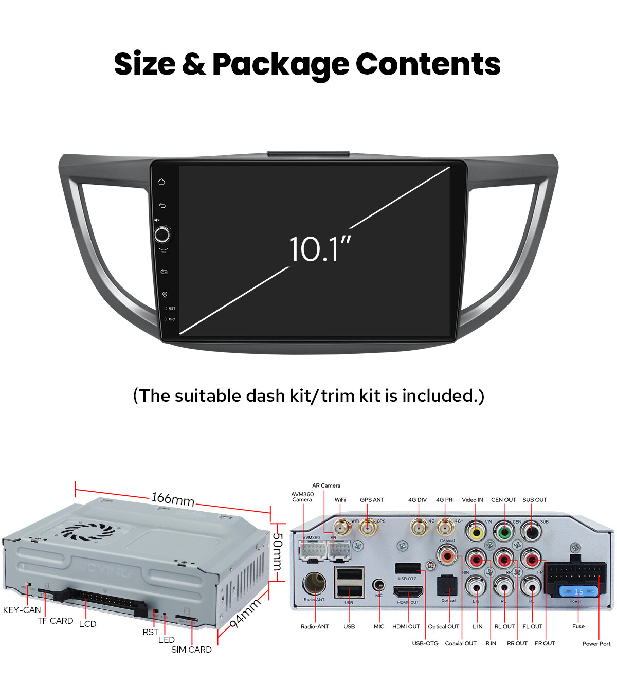10.1 Inch Android Car Stereo Multimedia Player for 4th Gen Honda CR-V 2012-2016