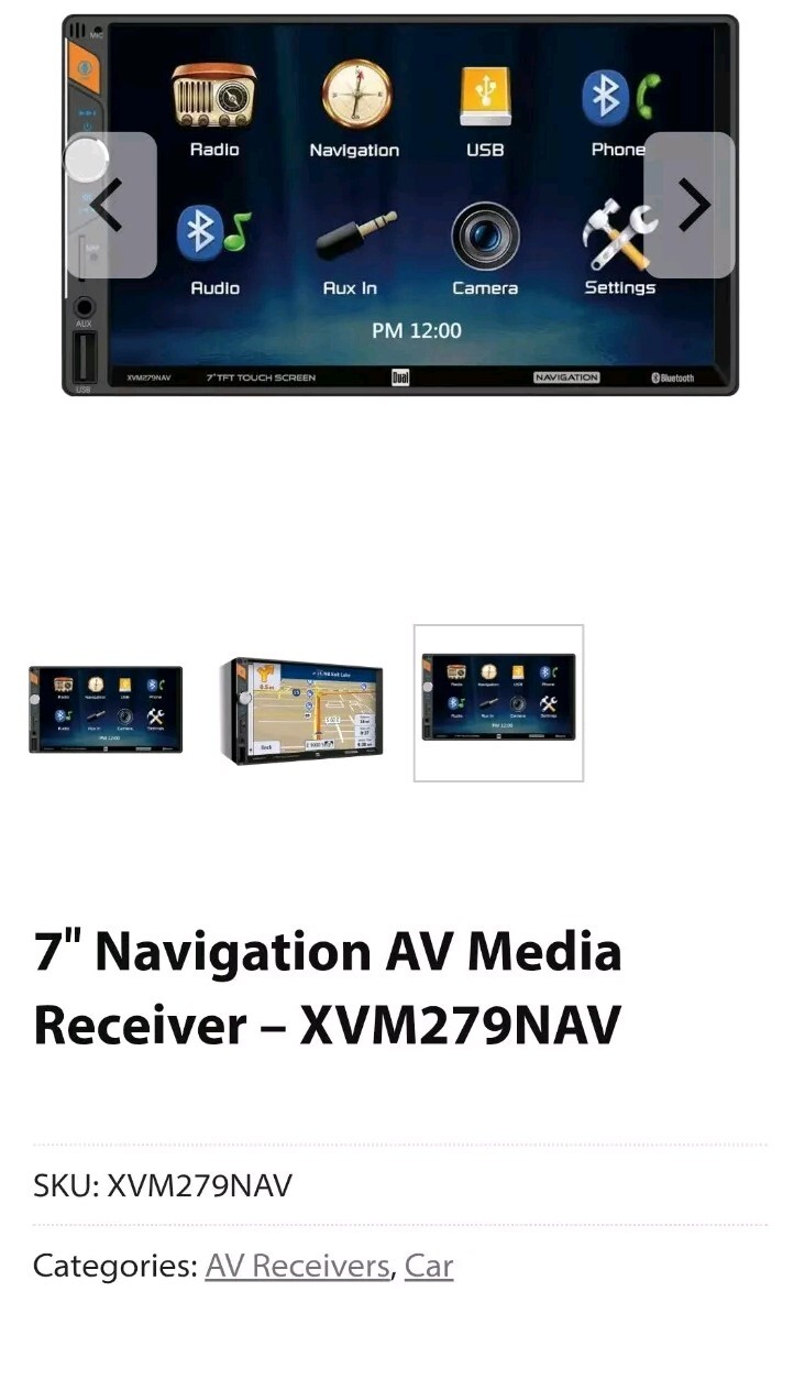 Dual XVM279NAV AM/FM Receiver W/ 7″ TFT LCD+13~16 VDC Negative Ground Car System