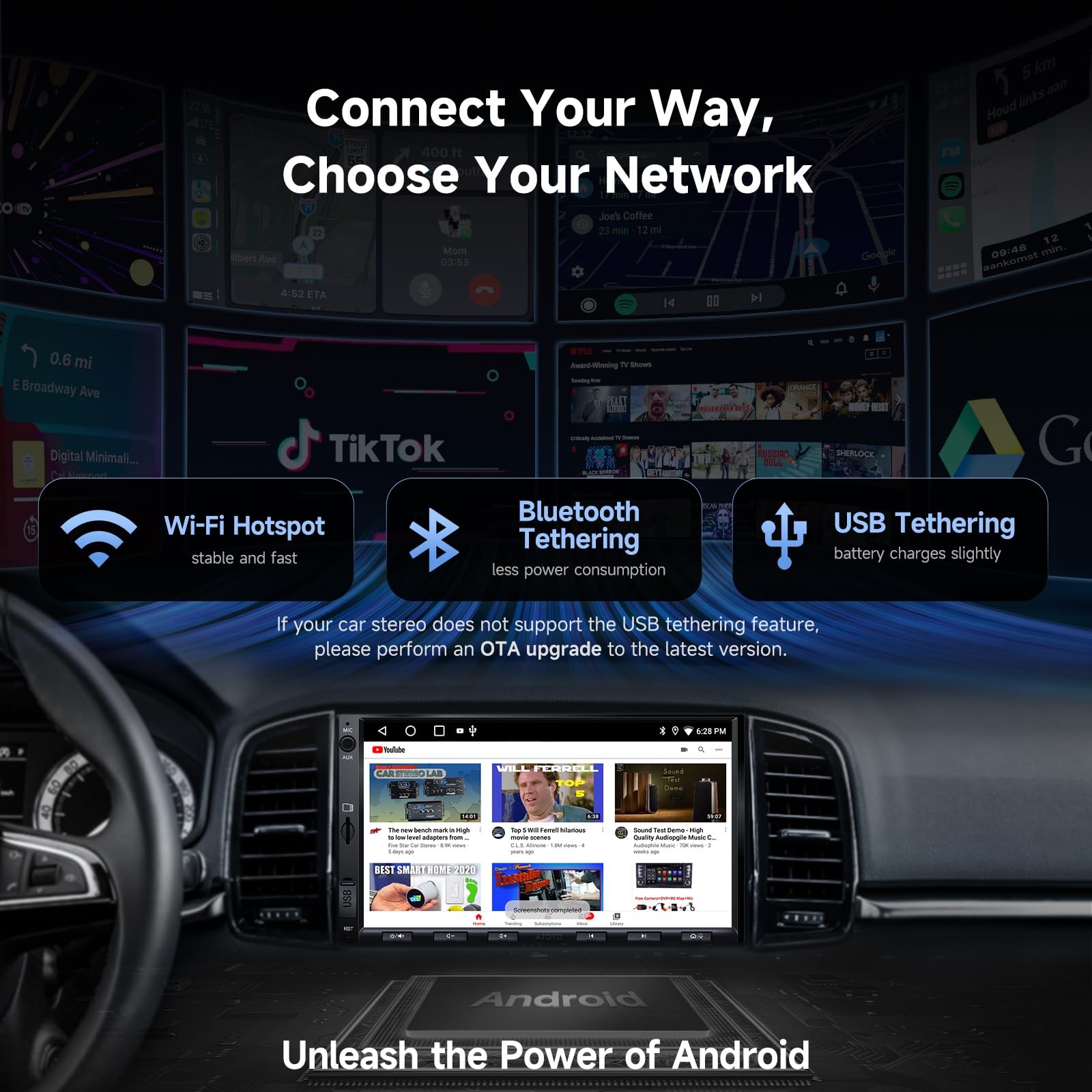 ATOTOZONE A5L 7″ 2+32GB Android Double Din Car Stereo, LRV Backup Camera&1080…