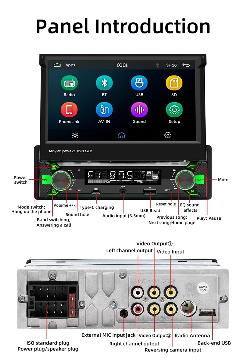 7″ Radio Estereo De Pantalla Para Coche Carro USB WiFi Tactil Single Din BT MP5
