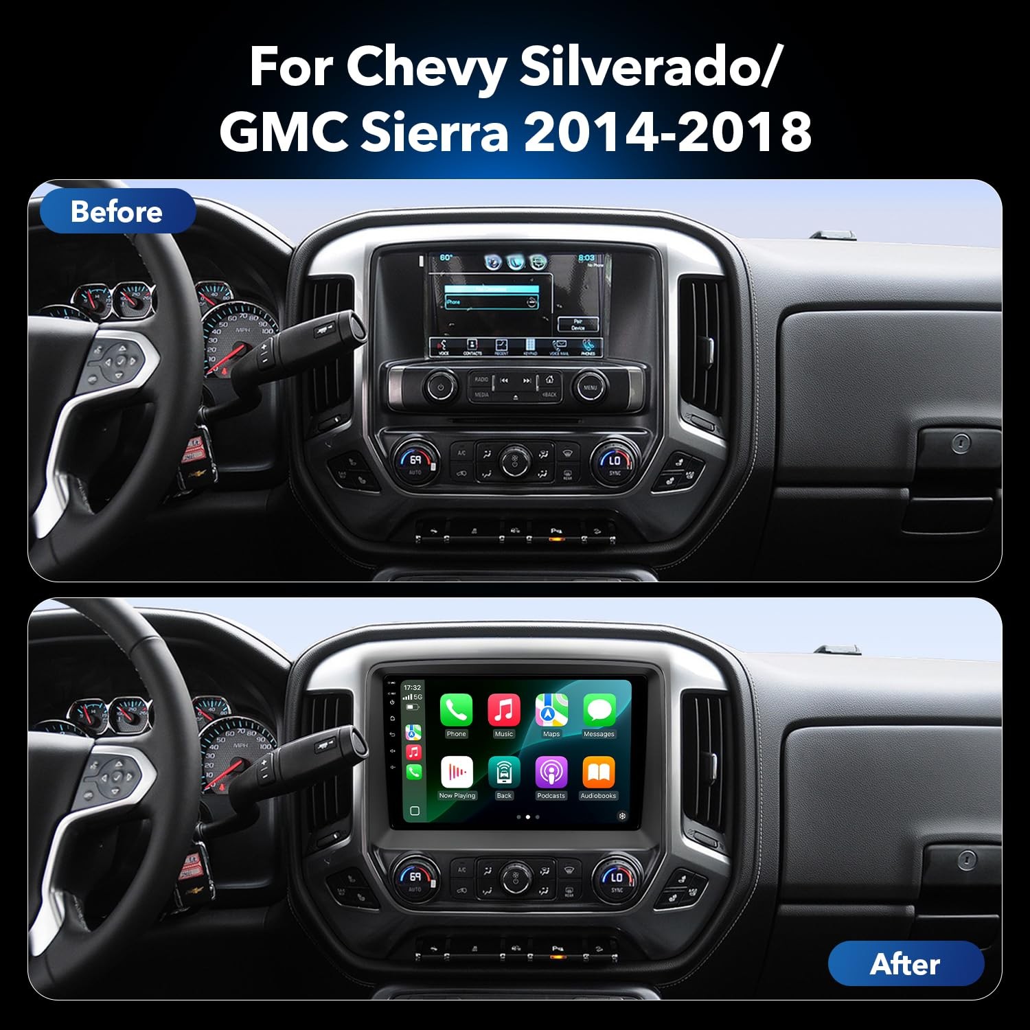 10.2” 8 Core Car Radio Stereo for Chevy Silverado/GMC Sierra 2014-2018