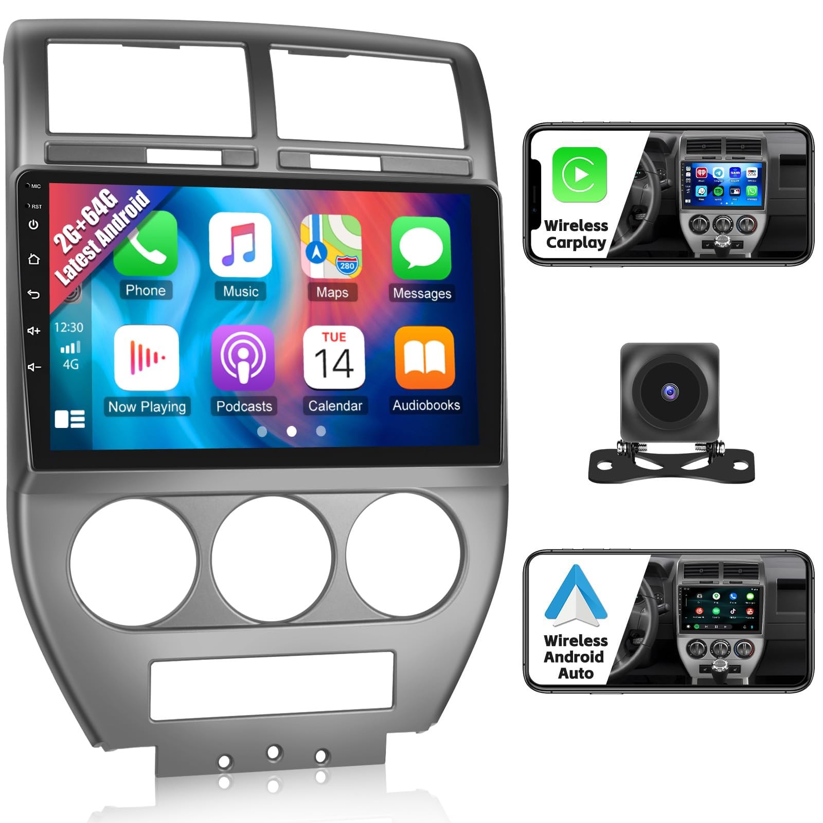 Car Radio for Jeep Compass Patriot 2007 2008 2009: 2G+64G Car Stereo with Wir…