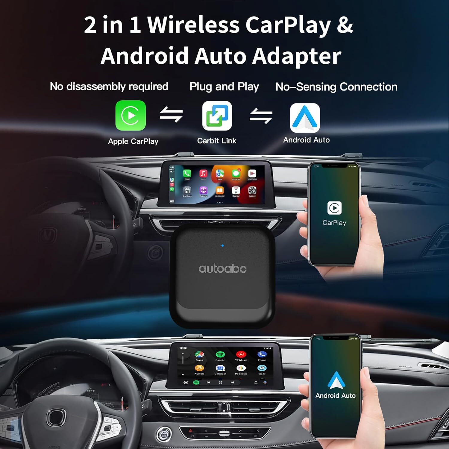 Plug&Play Carbitlink Adapter to Wireless CarPlay Android AUTO dongle Box Jetour