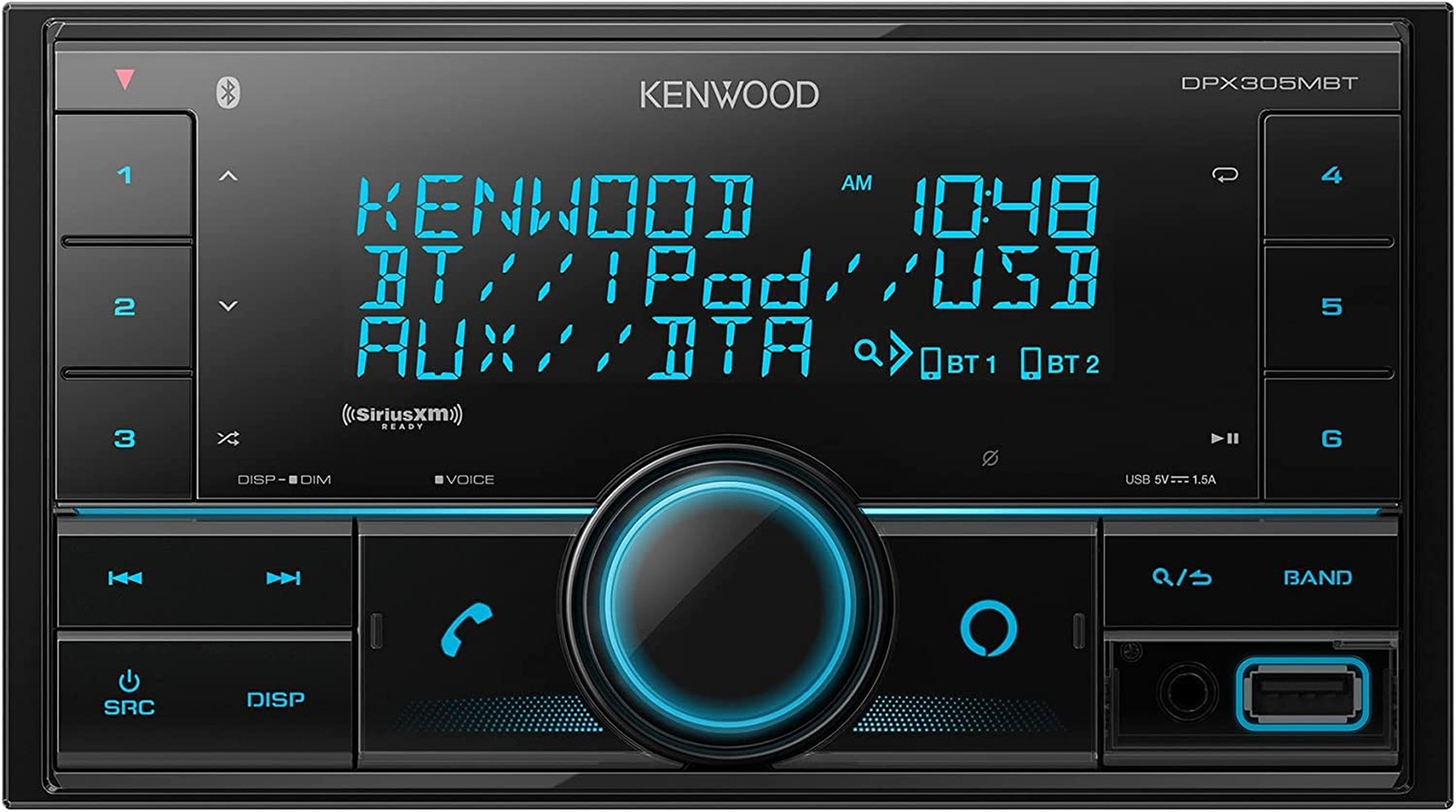 Kenwood DPX305MBT DDIN AM FM Receiver, Bluetooth, + SXV300V1 SiriusXM Tuner