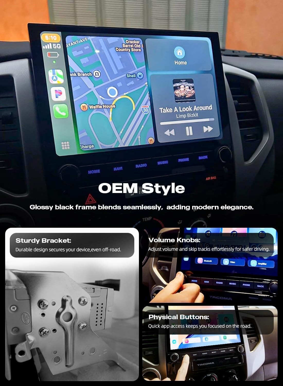 Dasaita 10.2″ Head unit for Toyota Tacoma 2005-2015 Wireless CarPlay Android 13