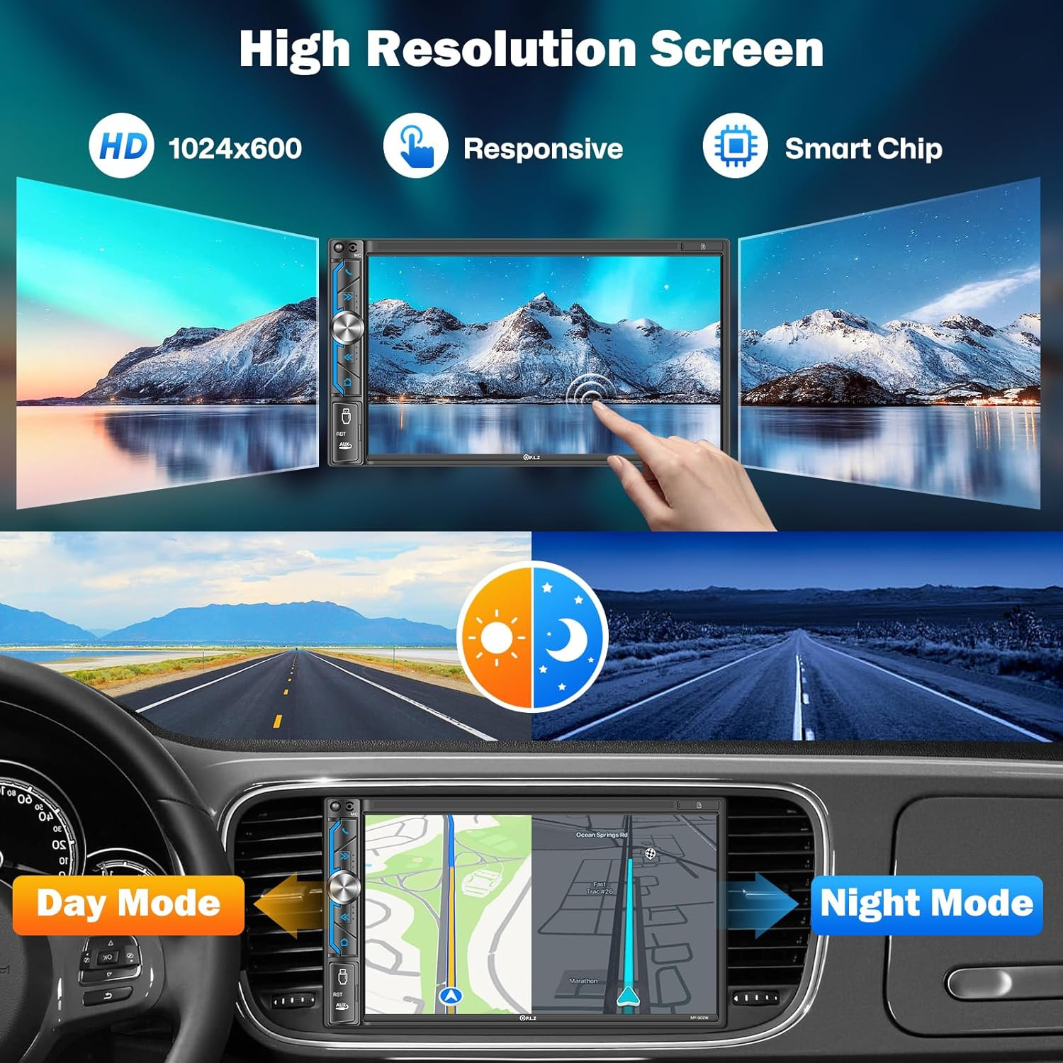 Wireless Double Din Car Stereo Apple Car Play Radio Bluetooth 5.3 Audio Receiver