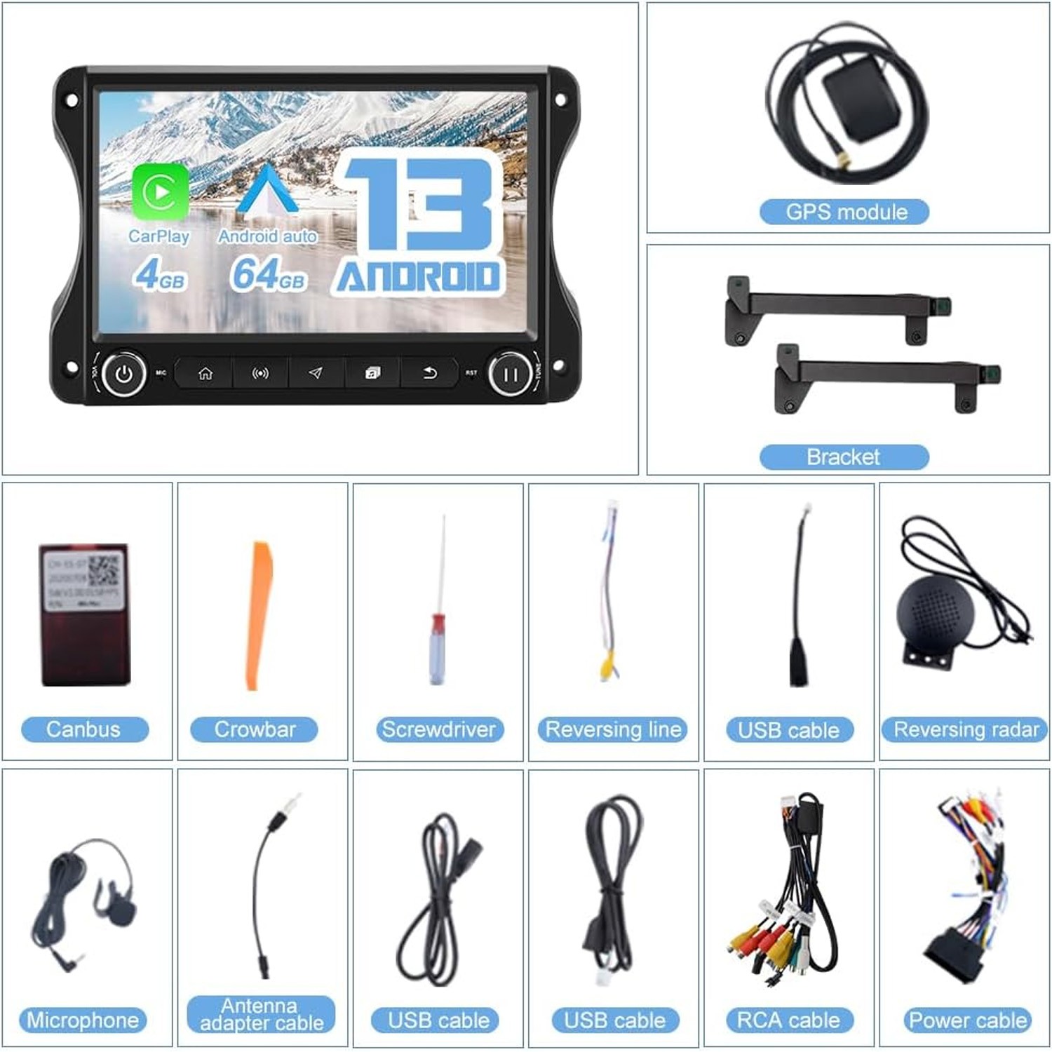 For Jeep Wrangler JL & Gladiator JT 2018-2022 Car Radio Stereo Carplay GPS Navi