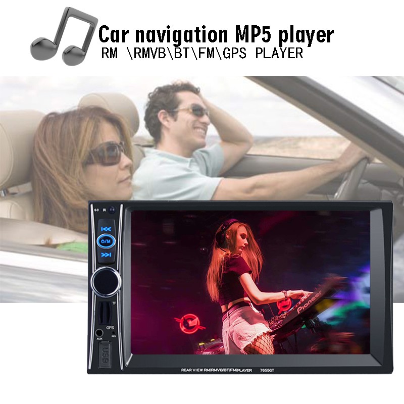 8G Map Card FM Radio 6.6″ Car Stereo HD Touchscreen 2DIN MP5 GPS Bluetooth
