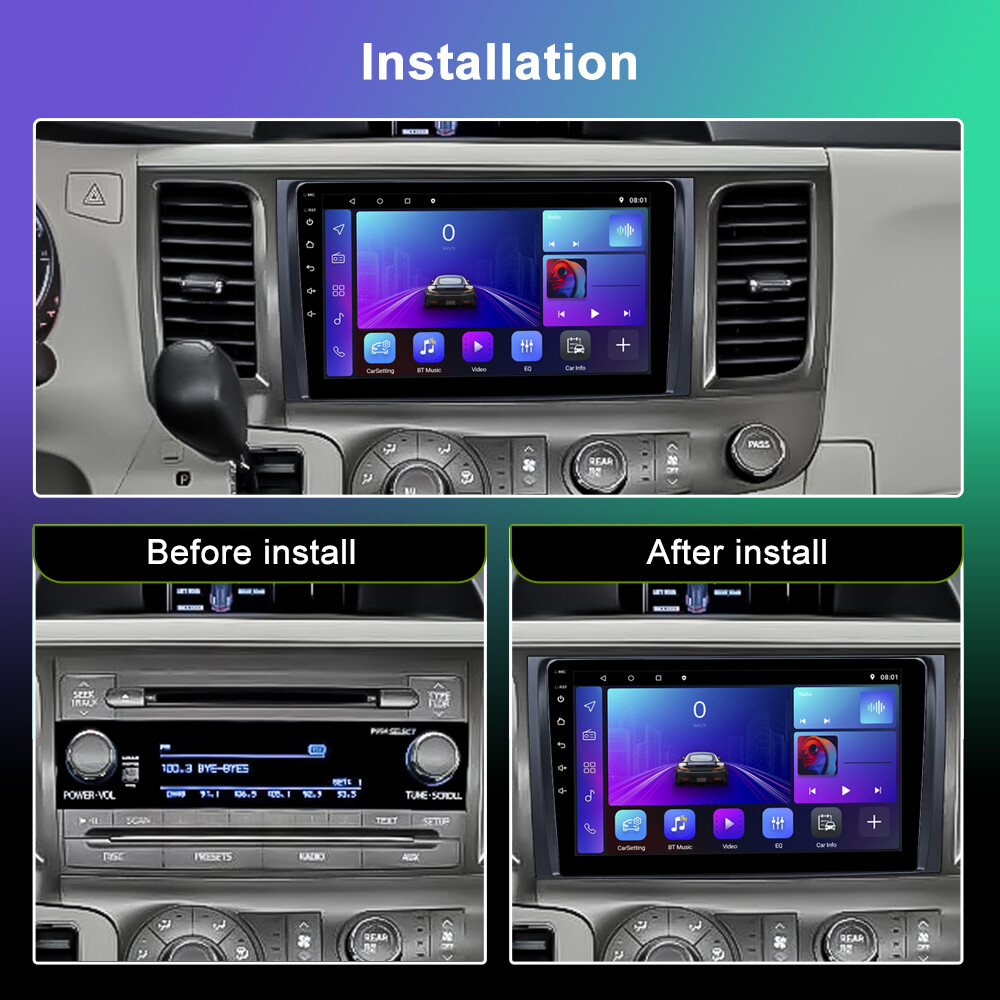For Toyota Sienna 2011-14 Android 13 Car Stereo Radio GPS NAv Apple Carplay+Cam
