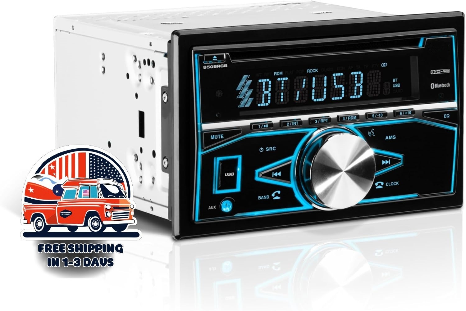 Autorradio doble DIN, Bluetooth, entrada auxiliar, USB, reproductor de CD/DVD US
