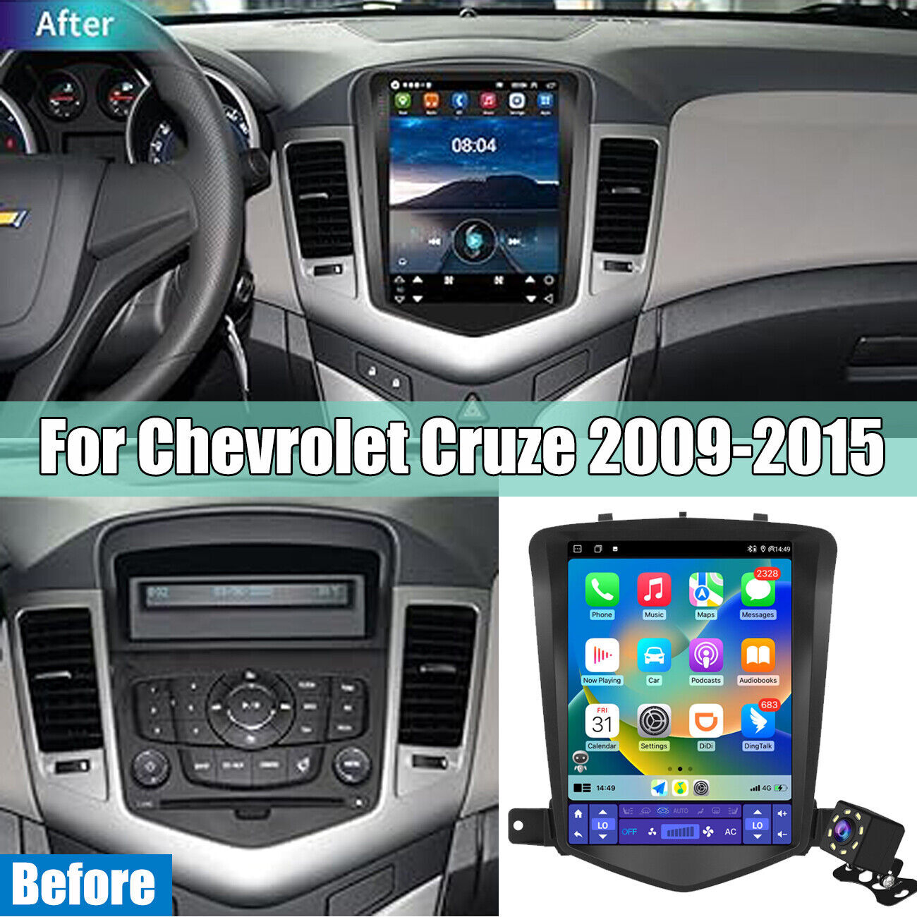 8Core 4G+64G Apple CarPlay Radio Stereo GPS for Chevrolet Chevy Cruze 2011-2015