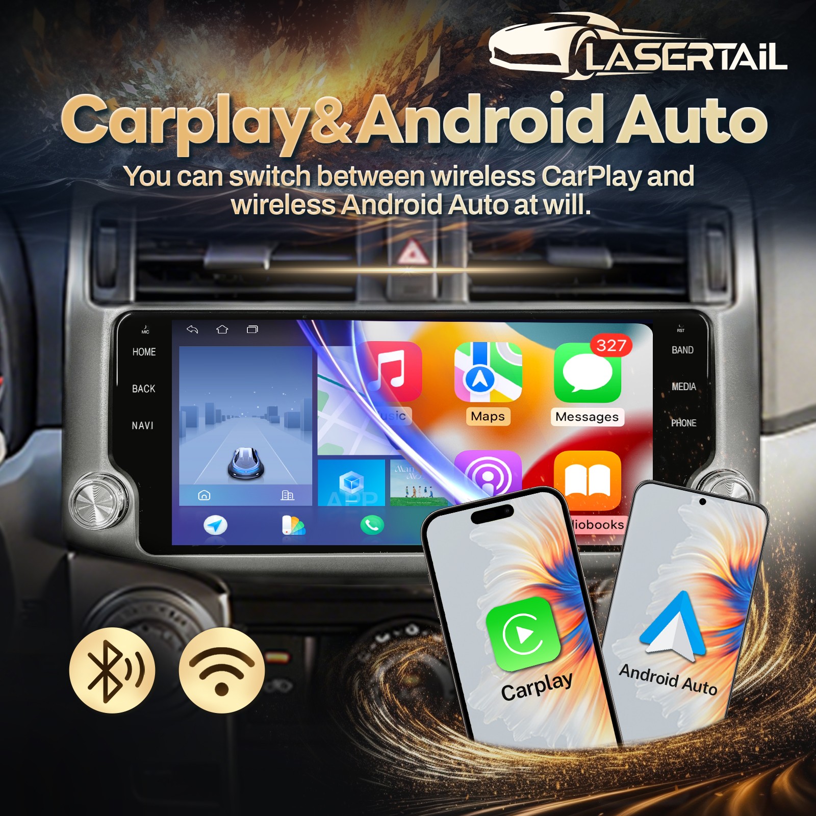 10.33″ Carplay Stereo Radio Head Unit For Toyota 4Runner 2010-2019 Tesla Style